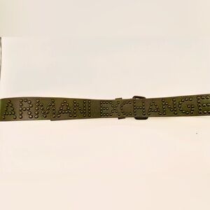 Armani Exchange Black Studded Logo Leather Belt